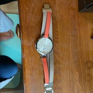 Fossil silver and leather watch